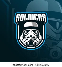 soldiers mascot logo design vector with modern illustration concept style for badge, emblem and tshirt printing. head soldiers illustration for sport and esport team.