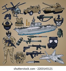 soldiers with multiple transports that are often used on the battlefield, and other war equipment