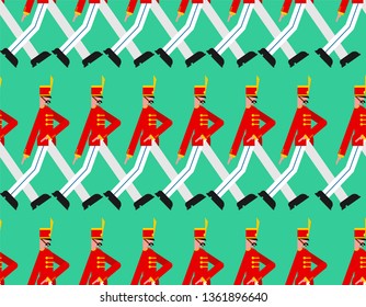 Soldiers on parade pattern seamless. Military holiday background. Guardsman marching ornament