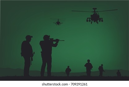 Soldados en el desempeño de la misión de combate.