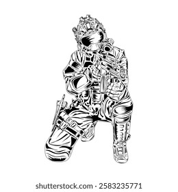 
soldier's pose image, suitable for posters, logos, t-shirt designs and others