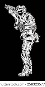 
soldier's pose image, suitable for posters, logos, t-shirt designs and others
