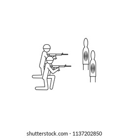 Soldiers shoot at targets icon. Element of popular army icon. Premium quality graphic design. Signs, symbols collection icon for websites, web design, on white background
