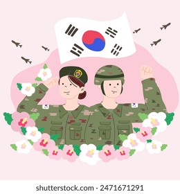 Soldados gritan "luchando" por la Guerra de Corea