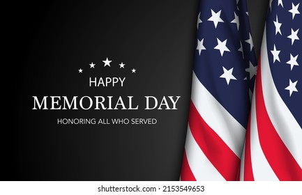 Soldiers silhouette saluting the USA flag for memorial day. Poster or banners illustration. USA flag as a background.