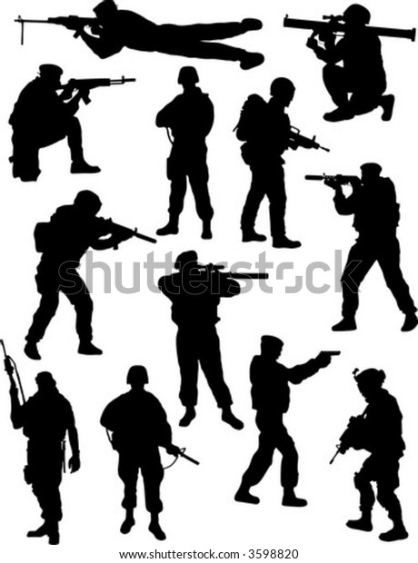 Soldiers Silhouettes Stock Vector (Royalty Free) 3598820