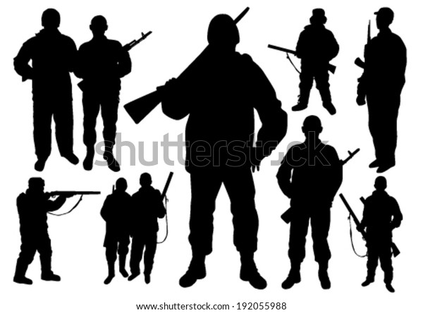 Soldiers Silhouettes Set Stock Vector (Royalty Free) 192055988