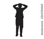 soldiers to surrender, silhouette vector on white, surrendering vector illustration
