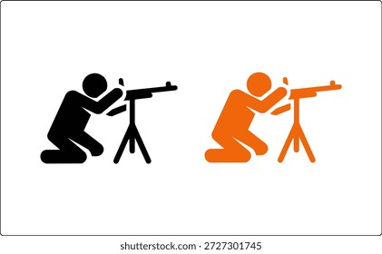 Soldiers in tactical crouch position aiming rifles on tripods, symbolizing military precision and action