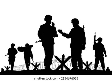 Soldiers Troop Rifle Gun War Silhouette Stock Vector (Royalty Free ...