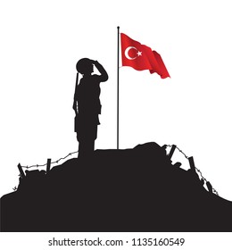 Soldiers and turkish flag