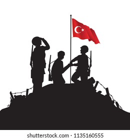 Soldiers and turkish flag