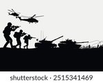 Soldiers vector, military vector illustration, Army background, soldiers silhouettes.	