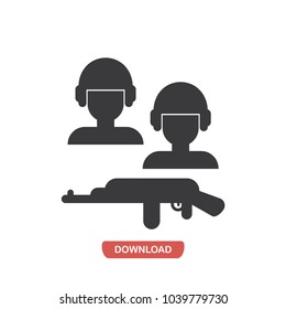 Soldiers and a weapon vector icon
