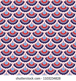 Solemn american flag ribbons bunting decoration. Patriotic USA red blue white background. Seamless pattern in american colors, memorial or Independence Day ribbons decor background. Fabric pattern.