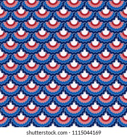Solemn american flag ribbons bunting decoration. Patriotic USA red blue white background. Seamless pattern in american colors, memorial or Independence Day ribbons decor background. Textile pattern.