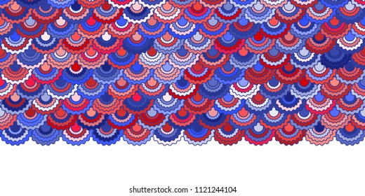 Solemn american flag ribbons bunting decoration. Patriotic USA red blue white background. Bright pattern in american colors, memorial or Independence Day striped border vector background.