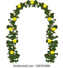 Solemn arch with yellow roses. Vector art