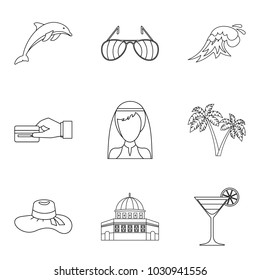 Solemn ceremony icons set. Outline set of 9 solemn ceremony vector icons for web isolated on white background