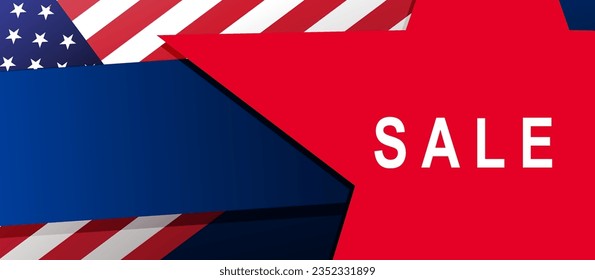 Solemn illustration with American flag element, red star.