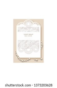 Solemn lace wedding invitation in vector