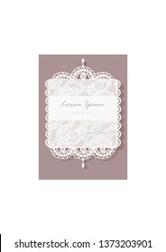 Solemn lace wedding invitation in vector