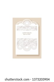 Solemn lace wedding invitation in vector