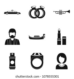 Solemnization icons set. Simple set of 9 solemnization vector icons for web isolated on white background