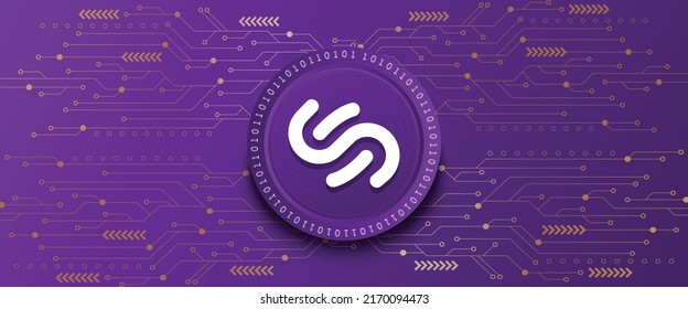 Ilustración del banner de la tecnología SLND de soldadura. Plantilla de vector de moneda criptográfica 3D.