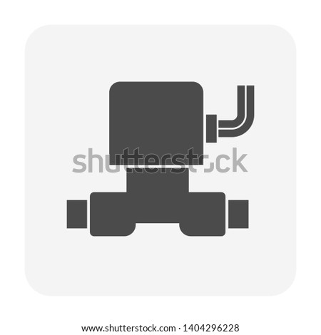 Solenoid valve vector icon. Electric magnetic for automatic flow and pressure control of water, oil, gas in pipe, pipeline. Open or close by electrical or time switch. For irrigation sprinkler etc.
