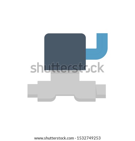 Solenoid valve vector icon. Electric magnetic for automatic flow and pressure control of water, oil, gas in pipe, pipeline. Open or close by electrical or time switch. For irrigation sprinkler etc.