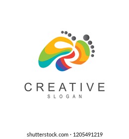 soles of the feet logo , human logo + run icon