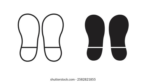 Soles filled and outlined icons vectors on white background