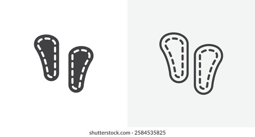 Soles icons vectors illustrations in black fill and liner versions