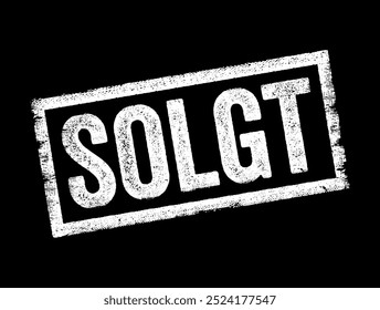 SOLGT is Danish for sold, it indicates that an item, property, or service has been purchased by someone else in exchange for payment, text concept stamp