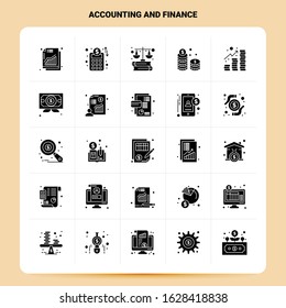 Solid 25 Accounting And Finance Icon set. Vector Glyph Style Design Black Icons Set. Web and Mobile Business ideas design Vector Illustration.