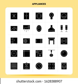 Solid 25 Appliances Icon set. Vector Glyph Style Design Black Icons Set. Web and Mobile Business ideas design Vector Illustration.