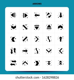 Solid 25 Arrows Icon set. Vector Glyph Style Design Black Icons Set. Web and Mobile Business ideas design Vector Illustration.