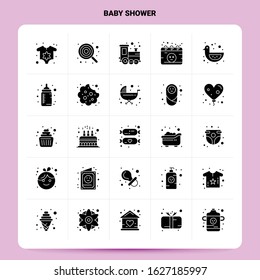 Solid 25 Baby Shower Icon set. Vector Glyph Style Design Black Icons Set. Web and Mobile Business ideas design Vector Illustration.