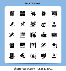Solid 25 Back To School Icon set. Vector Glyph Style Design Black Icons Set. Web and Mobile Business ideas design Vector Illustration.
