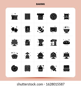 Solid 25 Baking Icon set. Vector Glyph Style Design Black Icons Set. Web and Mobile Business ideas design Vector Illustration.