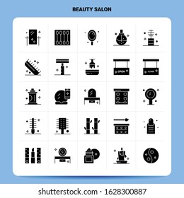 Solid 25 Beauty Salon Icon set. Vector Glyph Style Design Black Icons Set. Web and Mobile Business ideas design Vector Illustration.
