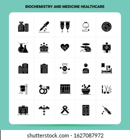 Solid 25 Biochemistry And Medicine Healthcare Icon set. Vector Glyph Style Design Black Icons Set. Web and Mobile Business ideas design Vector Illustration.
