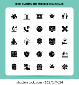 Solid 25 Biochemistry And Medicine Healthcare Icon set. Vector Glyph Style Design Black Icons Set. Web and Mobile Business ideas design Vector Illustration.