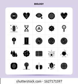 Solid 25 Biology Icon set. Vector Glyph Style Design Black Icons Set. Web and Mobile Business ideas design Vector Illustration.