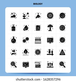 Solid 25 Biology Icon set. Vector Glyph Style Design Black Icons Set. Web and Mobile Business ideas design Vector Illustration.