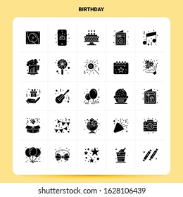 Solid 25 Birthday Icon set. Vector Glyph Style Design Black Icons Set. Web and Mobile Business ideas design Vector Illustration.