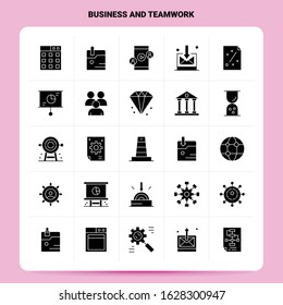 Solid 25 Business And Teamwork Icon set. Vector Glyph Style Design Black Icons Set. Web and Mobile Business ideas design Vector Illustration.