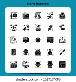 Solid 25 Digital Marketing Icon set. Vector Glyph Style Design Black Icons Set. Web and Mobile Business ideas design Vector Illustration.