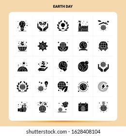 Solid 25 Earth Day Icon set. Vector Glyph Style Design Black Icons Set. Web and Mobile Business ideas design Vector Illustration.